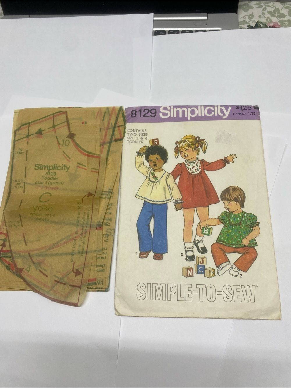 ^Simplicity toddlers dress top pants 1977 Sewing Patterns vintage